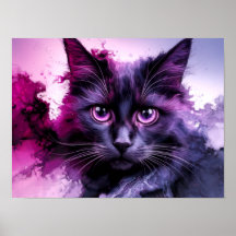 Black Cat Alcohol Ink Colorful Poster Art Print
