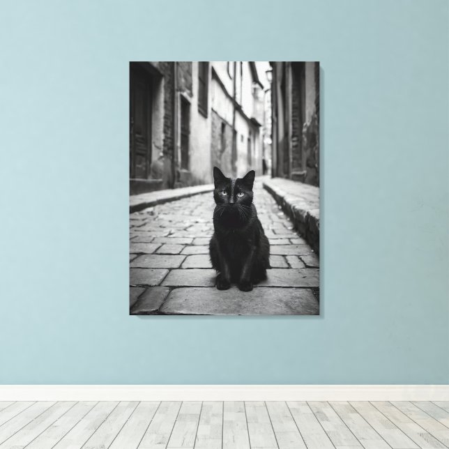 Black Cat Alley Canvas Wall Art (Insitu(Wood Floor))
