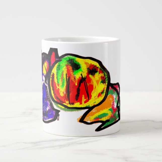 Black cat and autumn fun  giant coffee mug (Front)
