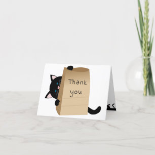 Black Cat and Bag Folded Thank You Card