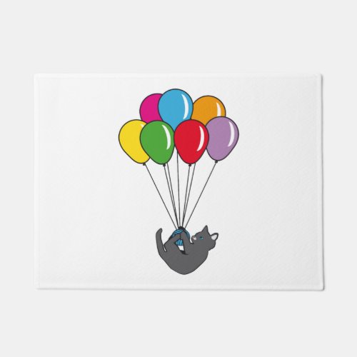 Black Cat and Balloon Doormat