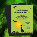 Black Cat and Bats Halloween Invitations<br><div class="desc">Bats in the sky fly above a green eyed black cat and leering jack o' lantern on these invitations. Fun for Halloween costume party invitations, kid's birthday party invitations, adult Halloween costume party invitations, just change the wording to fit your occasion. Available as printed invitations and instant download to print...</div>