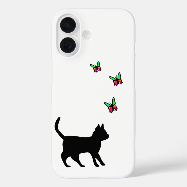 Black Cat and Butterfly Case-Mate iPhone Case (Back)