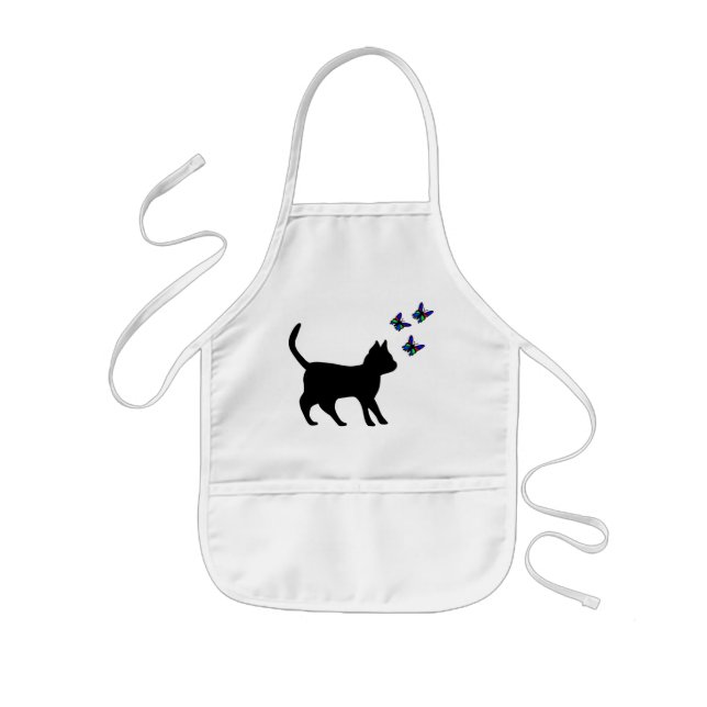 Black Cat and Butterfly Kids' Apron (Front)