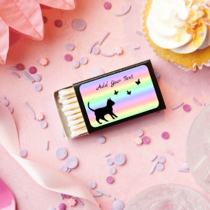 Black Cat and Butterfly on Rainbow Matchboxes