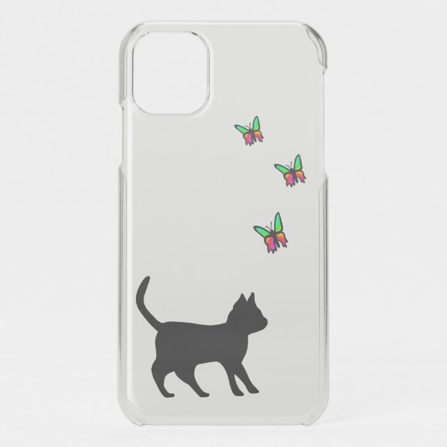 Black Cat and Butterfly Uncommon iPhone Case (Back)