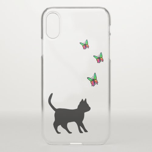 Black Cat and Butterfly iPhone X Case