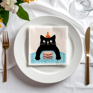 Black cat and cake napkins