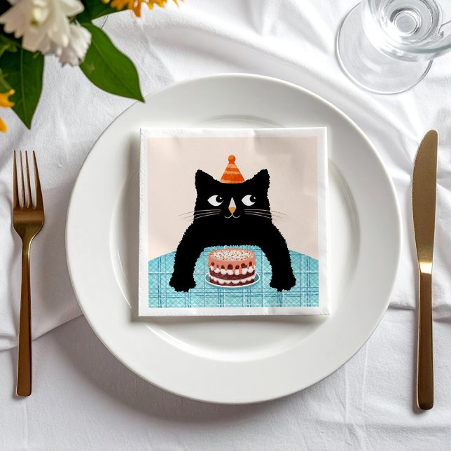 Black cat and cake napkins (Creator Uploaded)