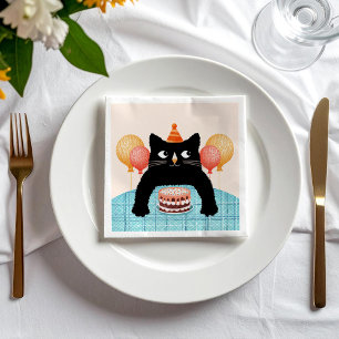 Black cat and cake napkins
