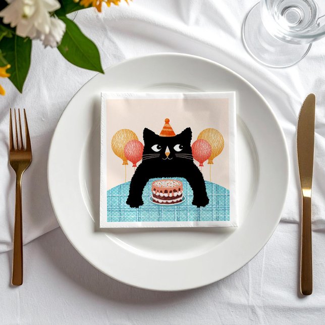 Black cat and cake napkins (Creator Uploaded)
