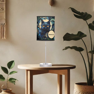 Black Cat and Celestial Moon Table Lamp