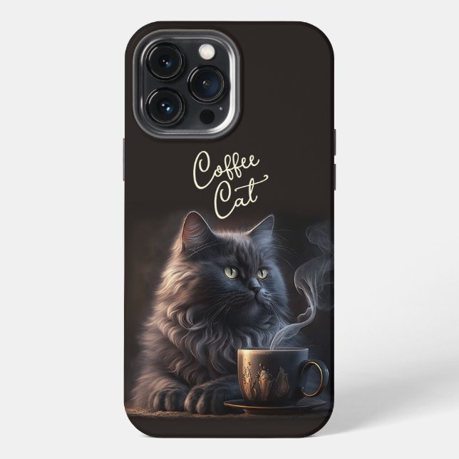 Black Cat and Coffee Iphone Case (Back)
