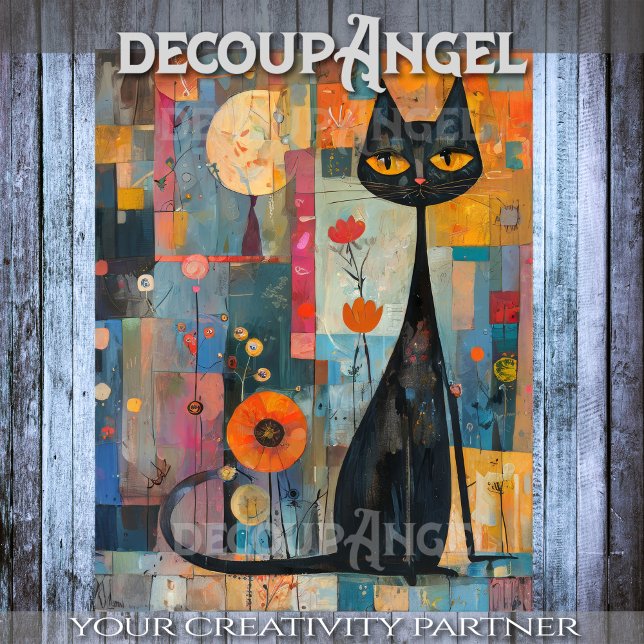 Black Cat and Colors -Decoupage- Tissue Paper (Creator Uploaded)
