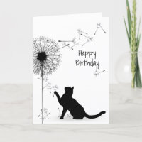 Black Cat and Dandelion Birthday