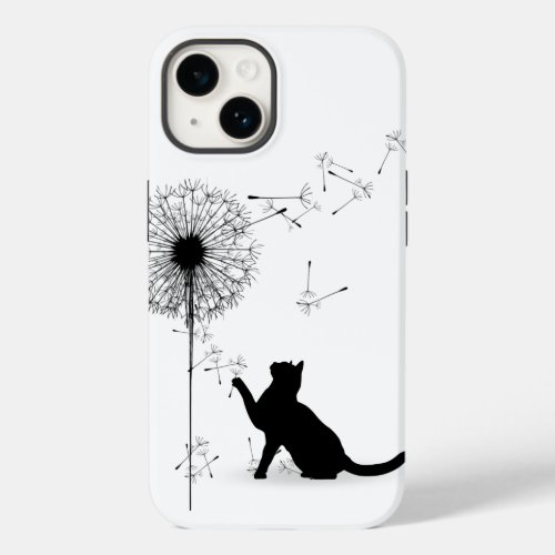 Black Cat and Dandelion Seeds Case_Mate iPhone 14 Case