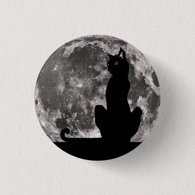 Black Cat and Full Moon Button (Front)