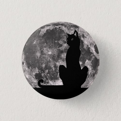 Black Cat and Full Moon Button