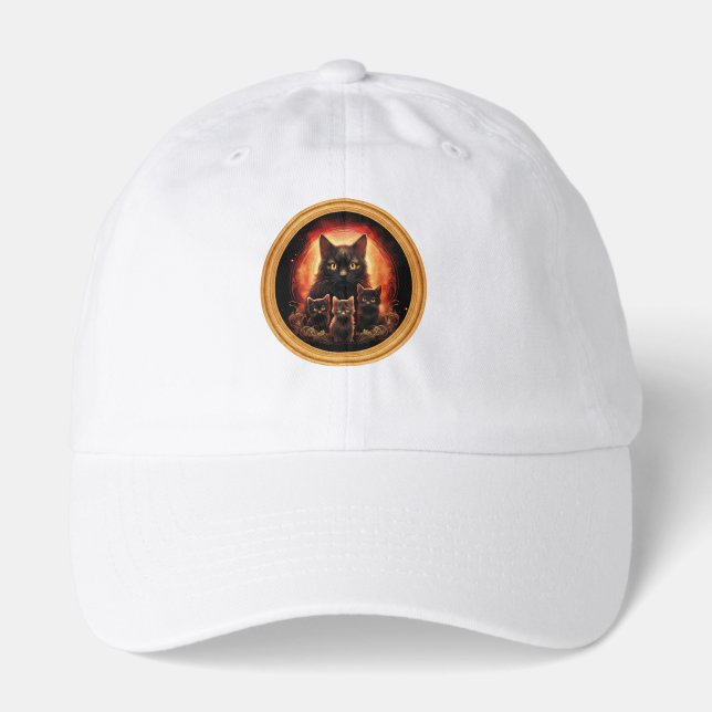 Black Cat And Her Three Kittens Hat (Front)