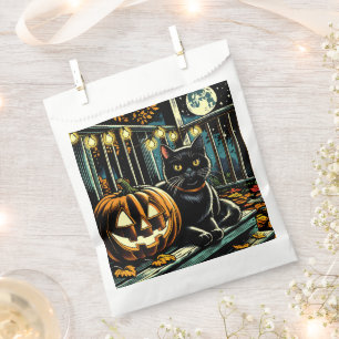 Black Cat and Jack-O-Lantern Halloween Favor Bag