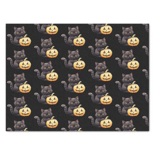 Black Cat and Jack_O Lantern Pattern Halloween Tissue Paper