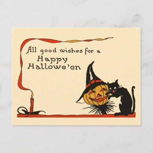 Black Cat and Jack_o_Lantern Postcard