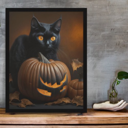 Black Cat and Jack_O_Lantern Poster