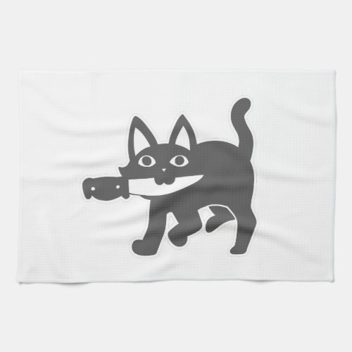 Black Cat And Knife _ Choose background color Kitchen Towel