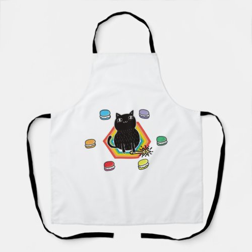 Black cat and Macarons Apron