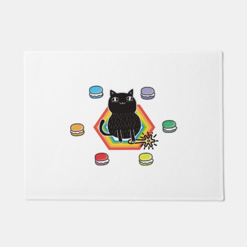 Black cat and Macarons Doormat