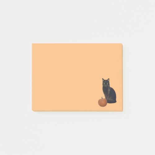 Black Cat and Orange Pumpkin Photos Light Orange Post_it Notes