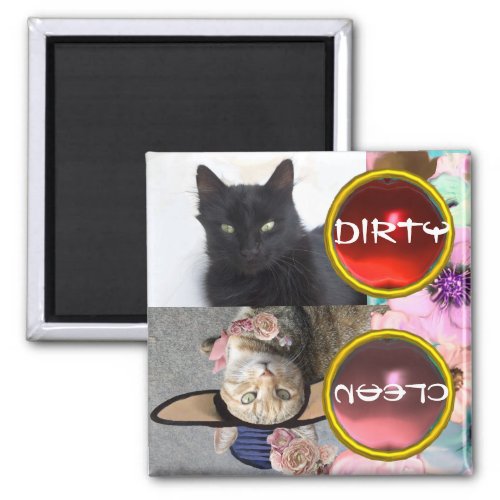 BLACK CAT AND PRINCESS TATUS DIRTY CLEAN MAGNET