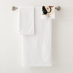 Black Cat and Pumpkin Atomic Retro Halloween T-Shi Bath Towel Set