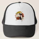 Custom Witch Black Cat Halloween Art Design Trucker Hat | Zazzle display picture 2