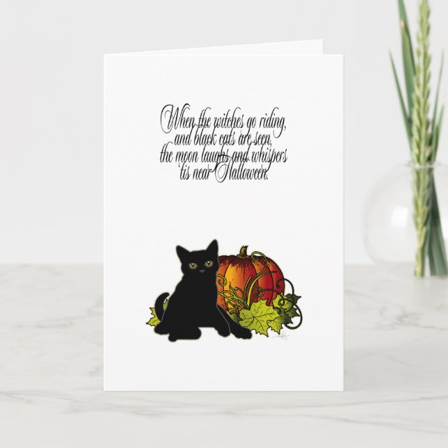 Black Cat and Pumpkin Card (Front)