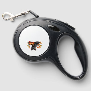Black Cat and Pumpkin Cute Halloween Watercolor D Retractable Pet Leash