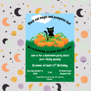 Black Cat and Pumpkin Fall Invitation