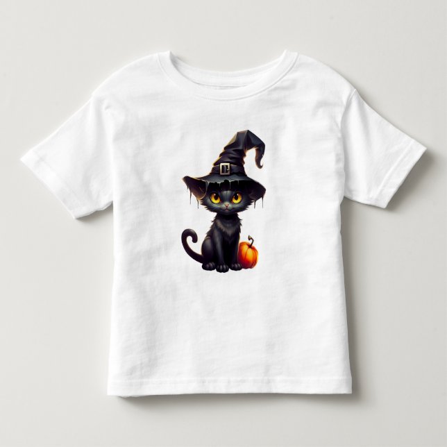 Black Cat and Pumpkin Halloween Toddler T-shirt (Front)