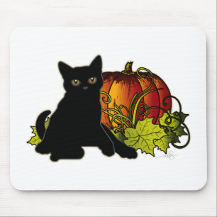 Black Cat and Pumpkin Mouse Pad