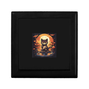 Black Cat and Pumpkins in Sakura Great Wave Gift Box