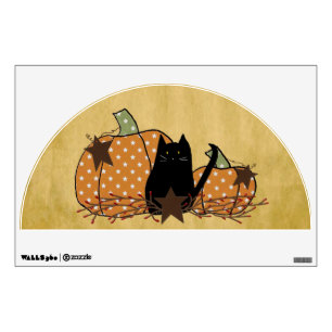 Black Cat And Pumpkins Wall Decal