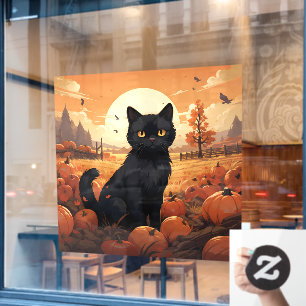 Black Cat and Pumpkins Window Cling