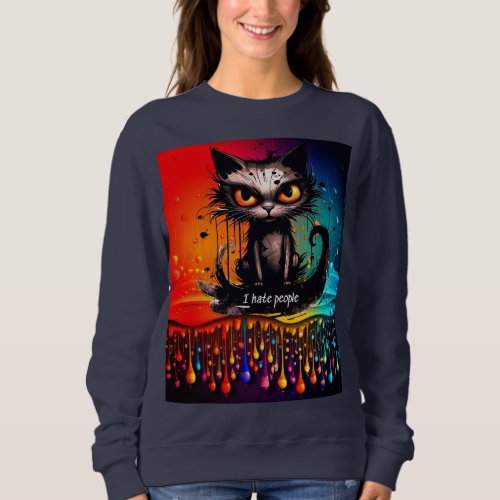 Black cat and rainbow sweatshirt