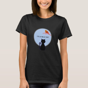 Black Cat and Red Bird T-Shirt