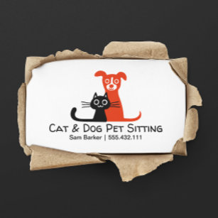 Black Cat and Red Dog Pet Sitting   Pet Care Business Card