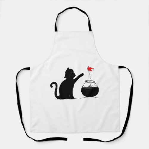 Black Cat and Red Fish Apron