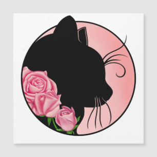 Black cat and roses