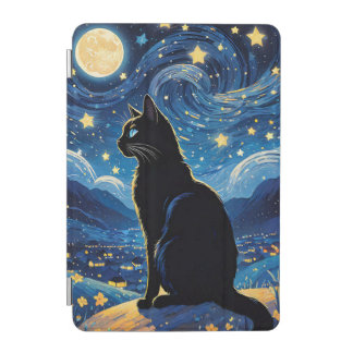 Black Cat and Starry Night iPad Case