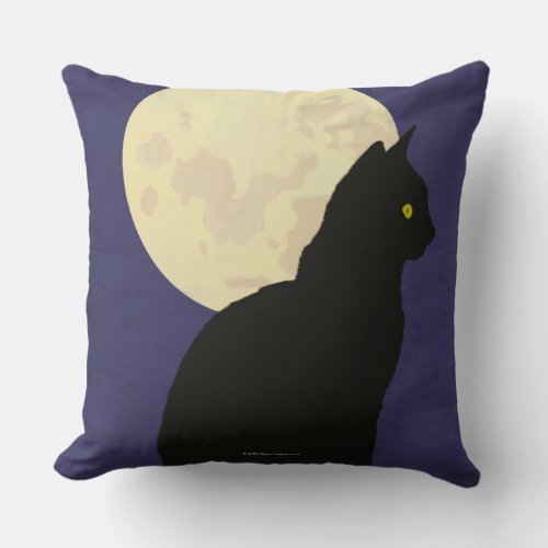 Black Cat and the Moon Throw Pillow