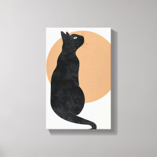 Black Cat and Yellow Sun Poster Canvas Print